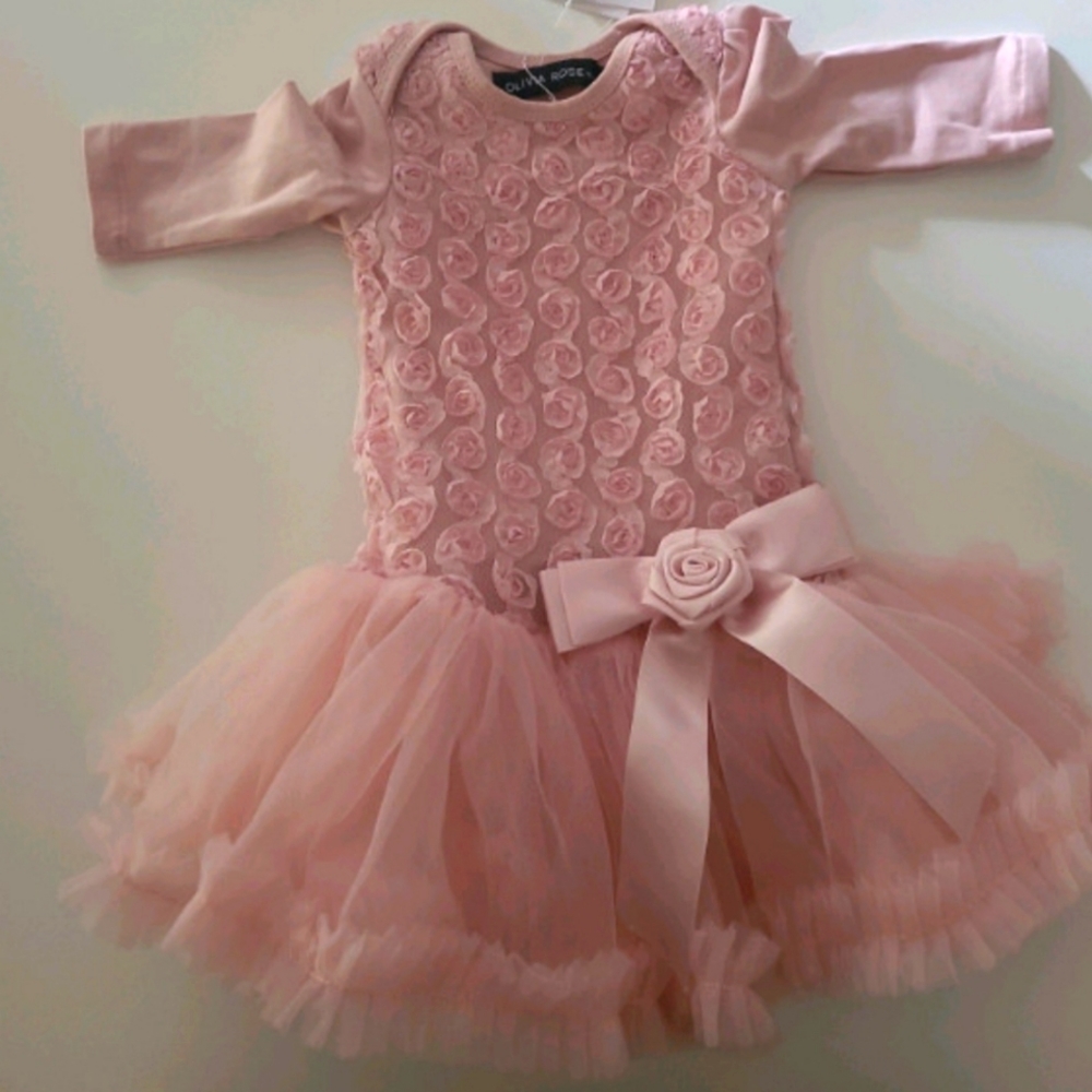 OLIVIA ROSE DUSTY PINK ROSETTE BALLERINA PETTIDRESS 0-6 M